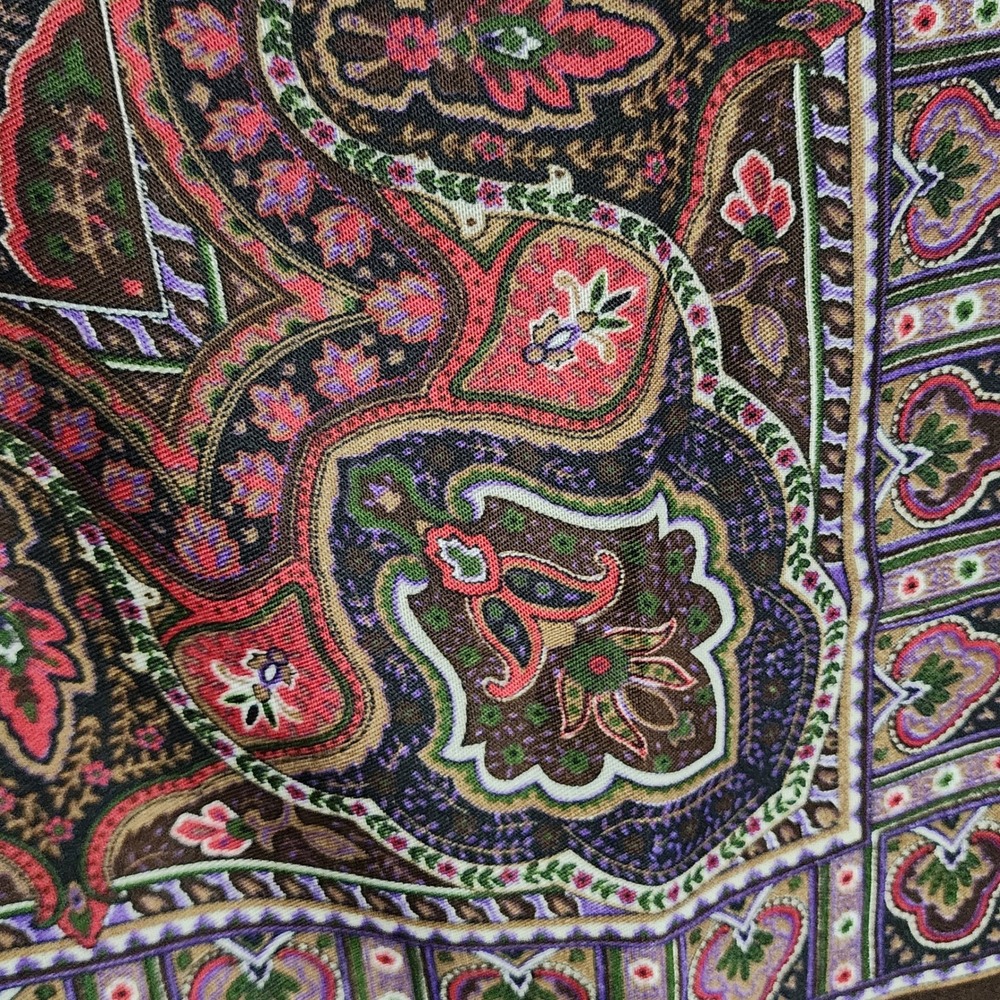 Vintage Specialty House Inc Paisley Scarf Brown Burgundy Made in Italy Square